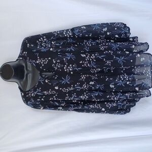 NWT SONJA BETRO Floral Long Sleeve Tunic Blouse, eyelet detailed,  semi-sheer